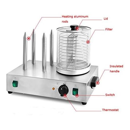  TECHTONGDA Techtongda 110V Hot Dog Warmer MachineHot Dog Roller and Bun Warmer Machine (Item # 020279)