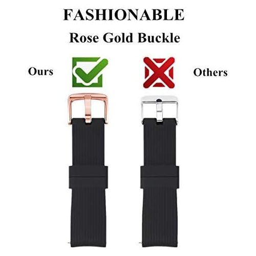  TECKMICO Galaxy Watch Bands,20mm Silicone Replacement Bands Compatible for Samsung Galaxy Watch 42mm with Rose Gold Watch Buckle for Women Men Gift (Navy Blue, Rose Gold Buckle)