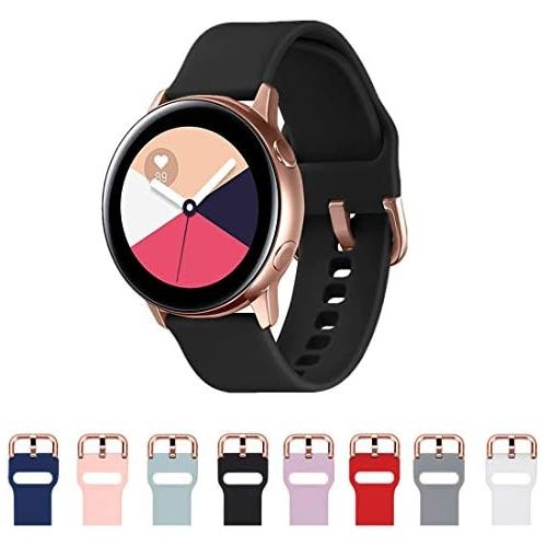  TECKMICO Galaxy Watch Active Bands,20mm Quick Release Bands Compatible for Samsung Galaxy Watch Active (40mm)/Galaxy Watch(42mm)/Gear Sport with Rose Gold Watch Buckle (Black, Smal
