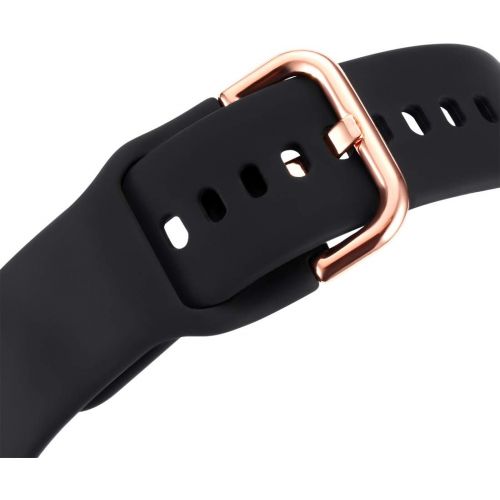  TECKMICO Galaxy Watch Active Bands,20mm Quick Release Bands Compatible for Samsung Galaxy Watch Active (40mm)/Galaxy Watch(42mm)/Gear Sport with Rose Gold Watch Buckle (Black, Smal