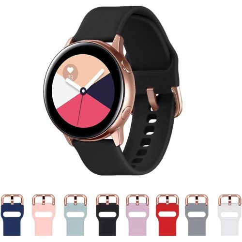  TECKMICO Galaxy Watch Active Bands,20mm Quick Release Bands Compatible for Samsung Galaxy Watch Active (40mm)/Galaxy Watch(42mm)/Gear Sport with Rose Gold Watch Buckle (Black, Smal