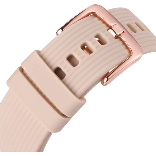  TECKMICO Galaxy Watch Bands,20mm Silicone Replacement Bands Compatible for Samsung Galaxy Watch 42mm with Rose Gold Watch Buckle for Women Men Gift (White, Rose Gold Buckle)