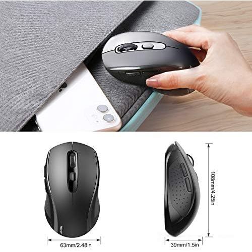  Bluetooth Wireless Mouse, TECKNET 3 Modes Bluetooth 5.0 & 3.0 Mouse 2.4G Wireless Portable Optical Mouse with USB Nano Receiver, 2400 DPI for Laptop, MacBook, PC, Windows, Android,