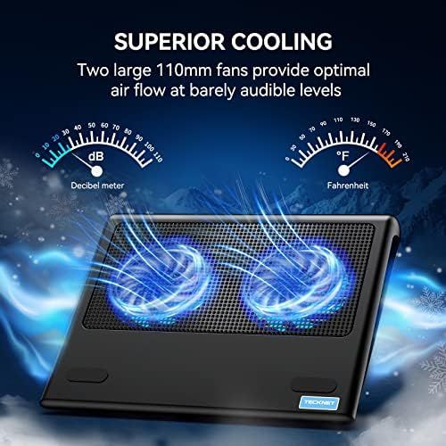  [아마존베스트]TECKNET Laptop Cooling Pad, Portable Ultra-Slim Quiet Laptop Notebook Cooler Cooling Pad Stand with 2 USB Powered Fans, Fits 12-16 Inches