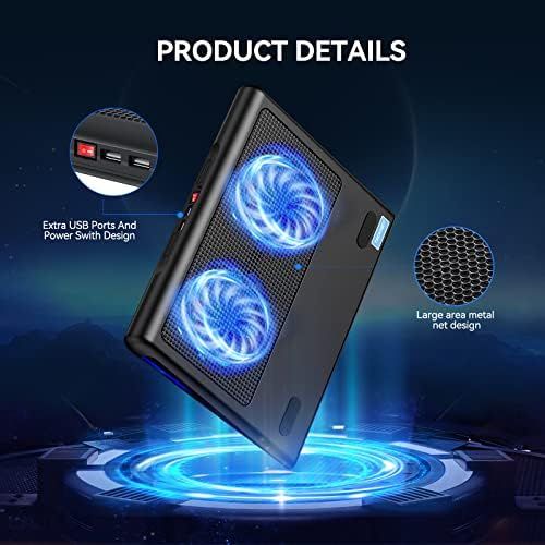  [아마존베스트]TECKNET Laptop Cooling Pad, Portable Ultra-Slim Quiet Laptop Notebook Cooler Cooling Pad Stand with 2 USB Powered Fans, Fits 12-16 Inches