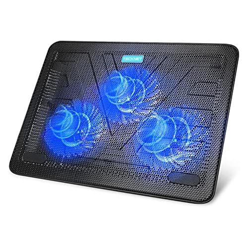  [아마존베스트]Laptop Cooling Pad, TeckNet Portable Slim Quiet USB Powered Laptop Notebook Cooler Cooling Pad Stand Chill Mat with 3 Blue LED Fans, Fits 12 -17 Inches