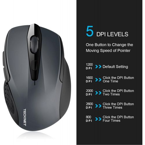  [아마존베스트]TECKNET Bluetooth mouse, compact wireless Bluetooth mouse, 5 adjustable DPI level, up to 2600 DPI, 24 months battery life.