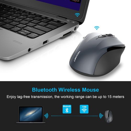  [아마존베스트]TECKNET Bluetooth mouse, compact wireless Bluetooth mouse, 5 adjustable DPI level, up to 2600 DPI, 24 months battery life.