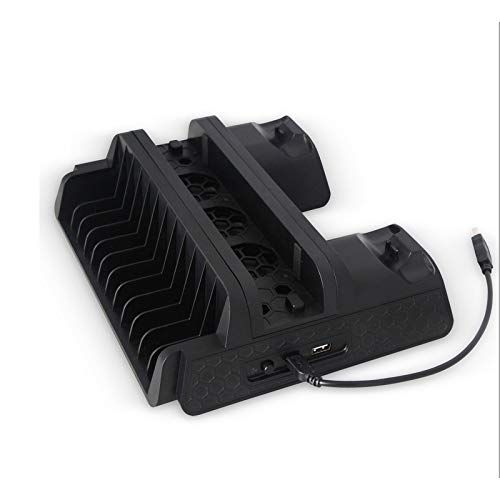  [아마존베스트]TECTINTER PS4/ PS4 Slim/ PS4 Pro USB Cooling Fan Multifunctional Vertical Cooler PS4 Stand For PlayStation 4 Console with Dual Controller Charge Station and 12 Game Storage