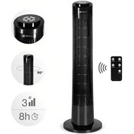 TECVANCE Tower Fan BASIC - Saulenventilator mit Fernbedienung, Turm Ventilator leise & 90° oszillierend, Boden Standventilator mit Timer, 76 cm x 24 cm, Schwarz