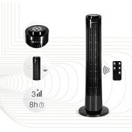 [아마존베스트]TECVANCE Tower Fan Basic Column Fan with Remote Control, Tower Fan Quiet & 90° Oscillating Floor Standing Fan with Timer, 76 cm x 24 cm, Black