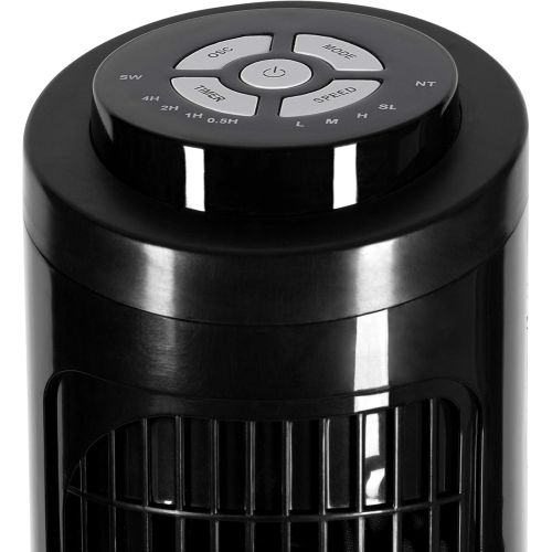  [아마존베스트]TECVANCE Tower Fan Basic Column Fan with Remote Control, Tower Fan Quiet & 90° Oscillating Floor Standing Fan with Timer, 76 cm x 24 cm, Black