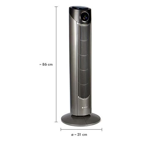  [아마존베스트]Tecvance Tower Fan / Pillar Fan With 3 Speed Levels, 12 Hour Timer, Fan with LC Display with Room Thermometer, Can be Switched On 80° Oscillation Function, GS Certified