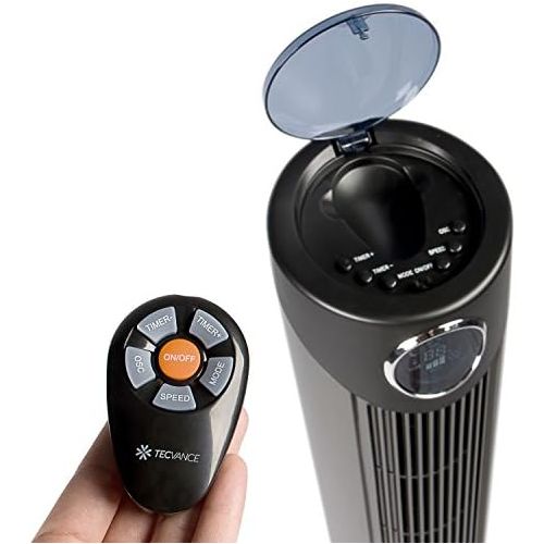  [아마존베스트]Tecvance Tower Fan / Pillar Fan With 3 Speed Levels, 12 Hour Timer, Fan with LC Display with Room Thermometer, Can be Switched On 80° Oscillation Function, GS Certified