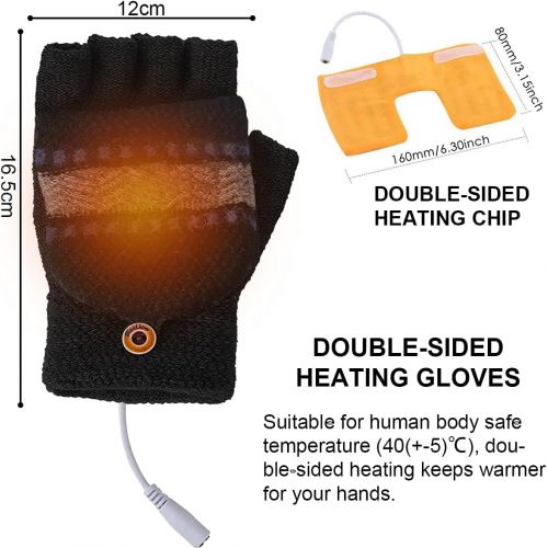  [아마존베스트]TEEHAY USB Heated Gloves for Women & Men, Hand Warmer Gloves for Typing Winter Warm Laptop Gloves, Full & Half Hands Heated Fingerless Gloves Mitten Washable Design