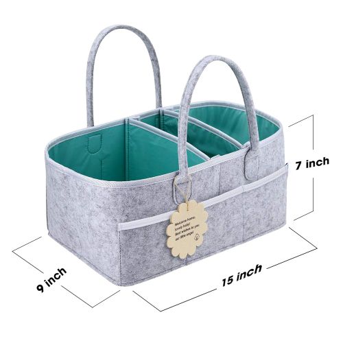  [아마존베스트]TEEHOME Baby Diaper Caddy Organizer - Shower Registry Gift Basket with Pacifier Clips, Bibs for Newborn - Caddy Nursery with Waterproof Liner Easy to Clean Perfect for Changing Table and C