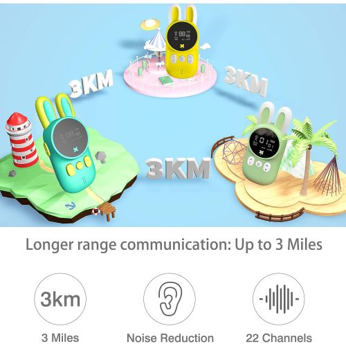  [아마존베스트]TEEMEE Walkie Talkies for Kids, 22 Channels 2 Way Radio Kid Gift Toy 3 KMs Long Range with Backlit LCD Flashlight Best Gifts Toys for Boys and Girls to Outside Adventure,3 Pack