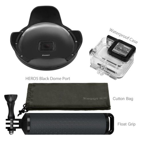  TEEPAO Teepao Shoot 6 Underwater Lens Hood Dome Port for GoPro HERO 6HERO 5 Underwater with Waterproof Removable Housing Case Accessories Black By