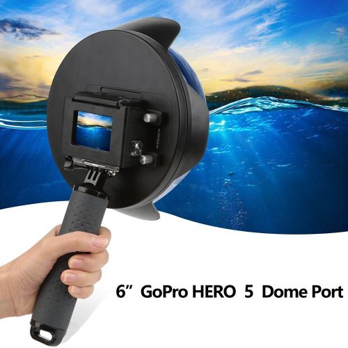  TEEPAO Teepao Shoot 6 Underwater Lens Hood Dome Port for GoPro HERO 6HERO 5 Underwater with Waterproof Removable Housing Case Accessories Black By