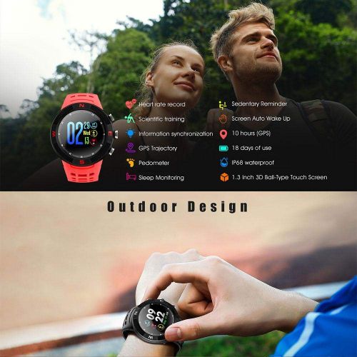  TEEPAO Teepao F18 Smart Watch IP68 Waterproof GPS Smart Watch Wrist Sports Fitness Tracker [ Pedometer,Heart Rate & Sleep Monitor, Sedentary & Drinking Reminder ] 3D Touch Screen for Men