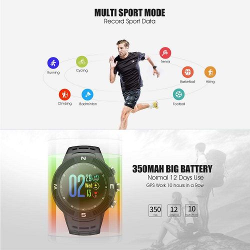  TEEPAO Teepao F18 Smart Watch IP68 Waterproof GPS Smart Watch Wrist Sports Fitness Tracker [ Pedometer,Heart Rate & Sleep Monitor, Sedentary & Drinking Reminder ] 3D Touch Screen for Men