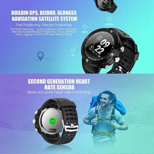  TEEPAO Teepao F18 Smart Watch IP68 Waterproof GPS Smart Watch Wrist Sports Fitness Tracker [ Pedometer,Heart Rate & Sleep Monitor, Sedentary & Drinking Reminder ] 3D Touch Screen for Men