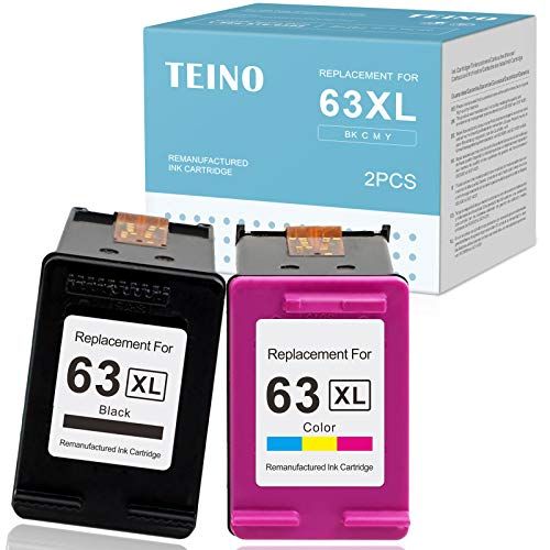  TEINO Remanufactured Ink Cartridge Replacement for HP 63XL 63 XL use with HP OfficeJet 3830 4650 5255 5258 4655 4652 3833 Envy 4520 4512 4516 DeskJet 1112 3630 3632 2130 (Black, Tr