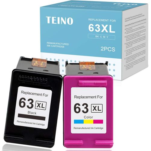  TEINO Remanufactured Ink Cartridge Replacement for HP 63XL 63 XL use with HP OfficeJet 3830 4650 5255 5258 4655 4652 3833 Envy 4520 4512 4516 DeskJet 1112 3630 3632 2130 (Black, Tr