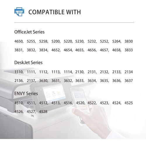  TEINO Remanufactured Ink Cartridge Replacement for HP 63XL 63 XL use with HP OfficeJet 3830 4650 5255 5258 4655 4652 3833 Envy 4520 4512 4516 DeskJet 1112 3630 3632 2130 (Black, Tr