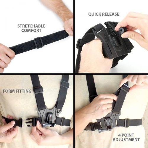  TEKCAM Chest Harness Mount Adjustable Chest Strap Belt with J Hook Compatible with Gopro Hero 10 9 8 7 6/AKASO/Dragon Touch/Vemont/Remali Capature Cam Action Camera Accessories