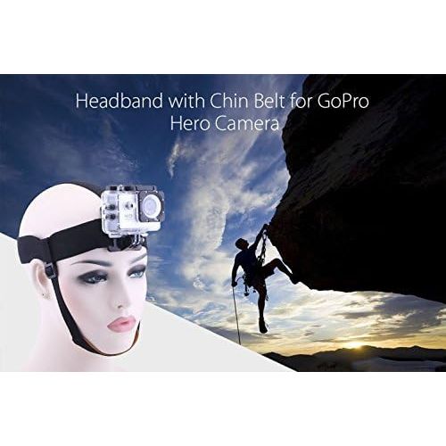  TEKCAM Adjustable Head Strap Mount Helmet Chin Mount Belt Compatible with Gopro Hero 10/9/8/7/6/5 AKASO EK7000 Dragon Touch APEXCAM REMALI Action Camera Mount for Hiking Skiing Sur