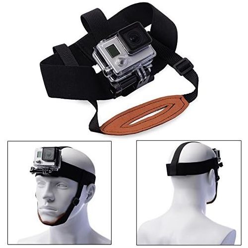  TEKCAM Adjustable Head Strap Mount Helmet Chin Mount Belt Compatible with Gopro Hero 10/9/8/7/6/5 AKASO EK7000 Dragon Touch APEXCAM REMALI Action Camera Mount for Hiking Skiing Sur