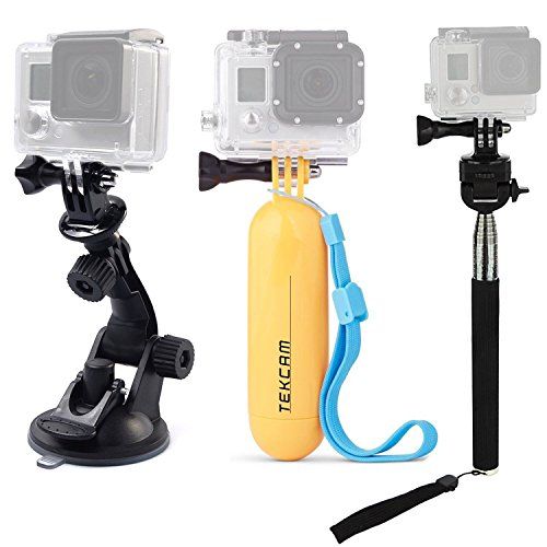  TEKCAM Action Camera Accessories Kits Bundle Compatible with Gopro Hero 9 8 7/AKASO EK7000/Brave 4/7 LE/ V50X/Dragon Touch 4k Waterproof Camera Car Suction Cup Mount Floating Handl