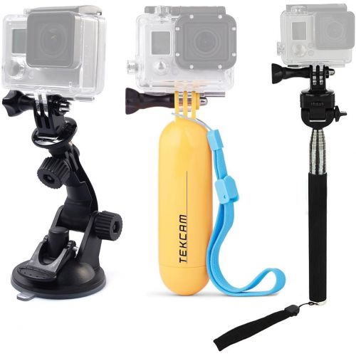  TEKCAM Action Camera Accessories Kits Bundle Compatible with Gopro Hero 9 8 7/AKASO EK7000/Brave 4/7 LE/ V50X/Dragon Touch 4k Waterproof Camera Car Suction Cup Mount Floating Handl
