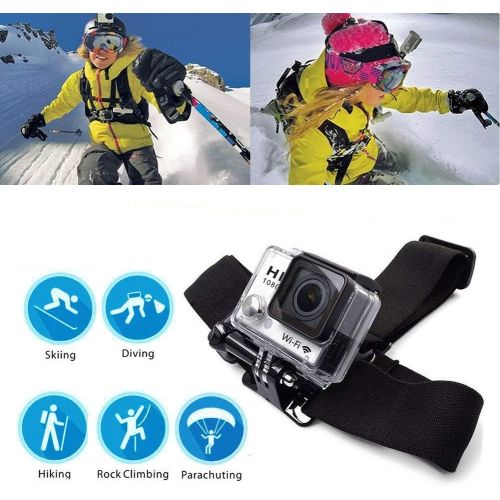  TEKCAM Action Camera Head Strap Chest Harness Belt Mount with Carrying Pouch Compatible with Gopro Hero 9/8 7 6/AKASO EK7000 Brave 4 V50/Crosstour/Campark/Vemont/Dragon Touch Actio