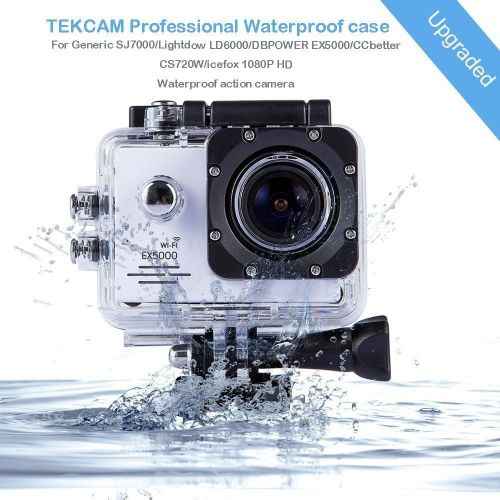  [아마존베스트]TEKCAM Action Camera Waterproof Case Underwater Protective Housing Case Compatible with AKASO EK7000 EK5000/ DBPOWER EX5000/ WiMiUS Q1Q2/ EKEN H9R/ Campark X15 V30 Sports Camera