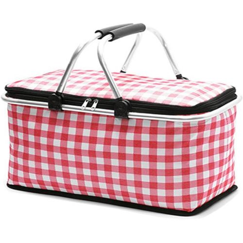  TEKEFT Insulation Picnic Basket 29L Leakproof Collapsible Portable refrigerated Basket, Aluminum Handle, Barbecue Meat Drink Cooling Bag Suitable for Travel, Shopping, Camping (Red