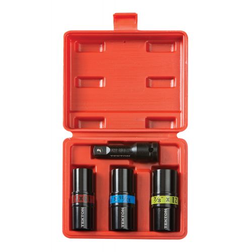  TEKTON 12-Inch Drive Lug Nut Service Tool Flip Impact Socket Set, InchMetric, 4-Piece | 4950