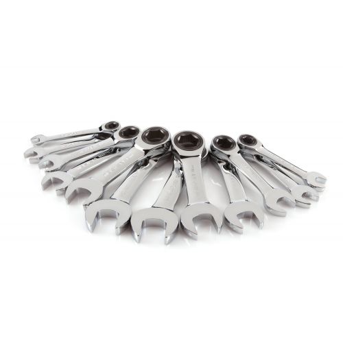  TEKTON Stubby Ratcheting Combination Wrench Set, 12-Piece (8-19 mm) - Pouch | WRN50190