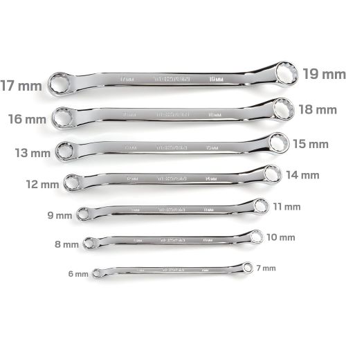  TEKTON 45-Degree Offset Box End Wrench Set with Store and Go Keeper, Metric, 6 mm - 19 mm, 7-Piece | WBE24407