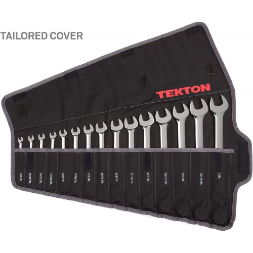  TEKTON Combination Wrench Set with Store and Go Keeper, Inch, 14-Inch - 1-Inch, 15-Piece | 18772