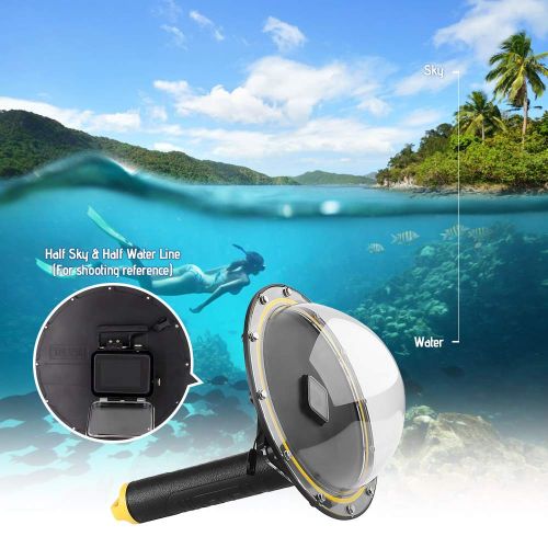  TELESIN Wasserdichter Dome Port fuer GoPro Hero 5/6/7 Action-Sportkameras Objektivdeckel fuer das Tauchen unter Wasser