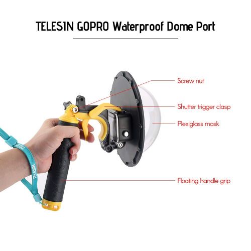  TELESIN Wasserdichter Dome Port fuer GoPro Hero 5/6/7 Action-Sportkameras Objektivdeckel fuer das Tauchen unter Wasser