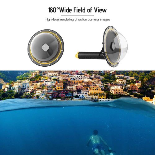  TELESIN Wasserdichter Dome Port fuer GoPro Hero 5/6/7 Action-Sportkameras Objektivdeckel fuer das Tauchen unter Wasser