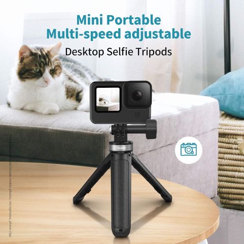  TELESIN Mini Desktop Extendable Selfie Stick Tripod for GoPro Max Hero 10 9 8 7 6 5 DJI Osmo Action Pocket Insta 360 One R One X2 Go 2, Compact Size Portable Adjustable Camera Trip