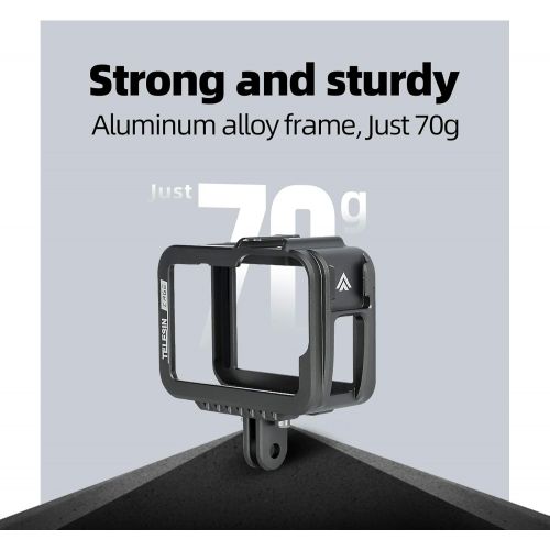  TELESIN Aluminum Protective Case Compatible for GoPro Hero 9 Black, Frame Housing Skeleton Cage with Removable Backdoor and Cold Shoe Mount (for Hero 9 Black)