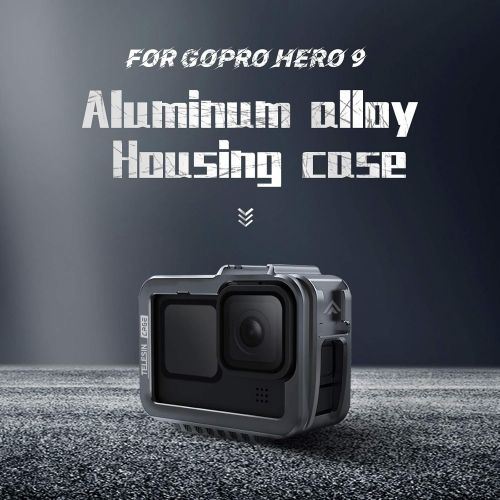  TELESIN Aluminum Protective Case Compatible for GoPro Hero 9 Black, Frame Housing Skeleton Cage with Removable Backdoor and Cold Shoe Mount (for Hero 9 Black)