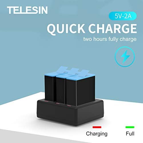  TELESIN 3-Channels USB Charger for GoPro Hero 9 Black with Type-C Charger Cord Fully Compatible with Go Pro 9 Original Batteries