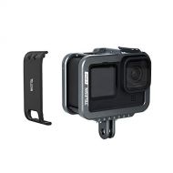 TELESIN Aluminum Protective Case + Battery Cover with Charging Interface for GoPro Hero 9 Black, Frame Housing Skeleton Cage with Cold Shoe Mount to Connect Video Light and Microph