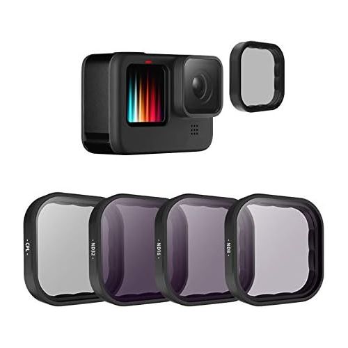  TELESIN 4-Pack Lens Filter CPL ND8 ND16 ND32 Compatible for GoPro Hero 9 Black, Neutral Density and Polarizing Lens Filter Kit Lens Protector for Go Pro 8 Accessories